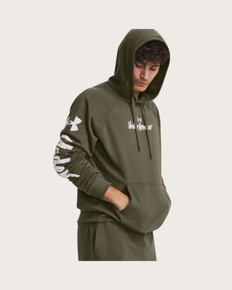 Pánska zateplená mikina s kapucňou UNDER ARMOUR UA Rival Fleece Graphic HD-GRN – fotka 2