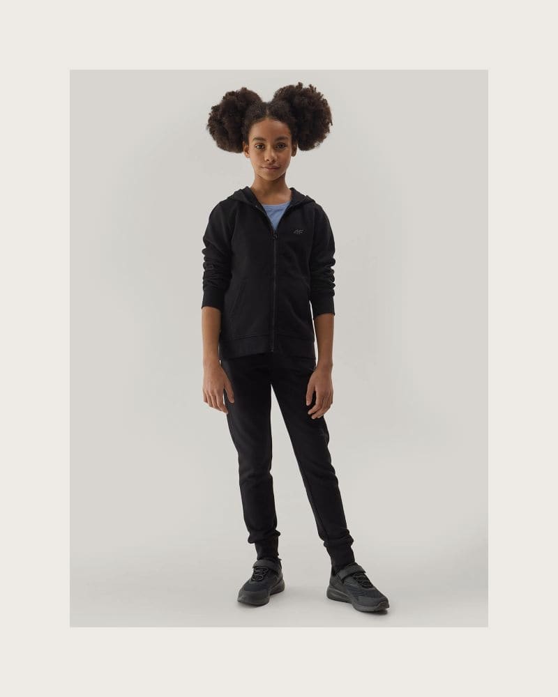 Dievčenské tepláky 4F JUNIOR TROUSERS-4FJWSS24TTROF587-20S-DEEP BLACK – fotka 6