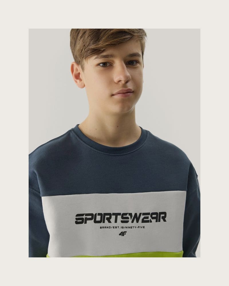 Chlapčenská mikina 4F JUNIOR SWEATSHIRT-4FJWSS24TSWSM0923-72N-LEMON NEON – fotka 4