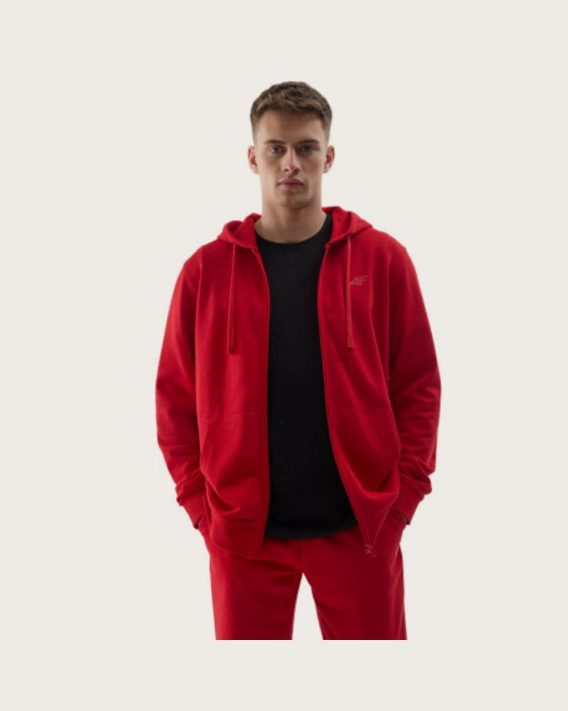 Pánska mikina so zipsom 4F SWEATSHIRT-4FWSS24TSWSM0951-61S-DARK RED