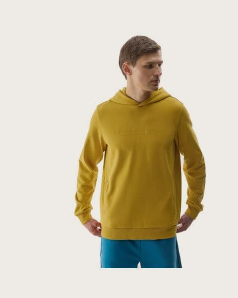 Pánska mikina s kapucňou 4F SWEATSHIRT-WSS24TSWSM0948-71S-YELLOW