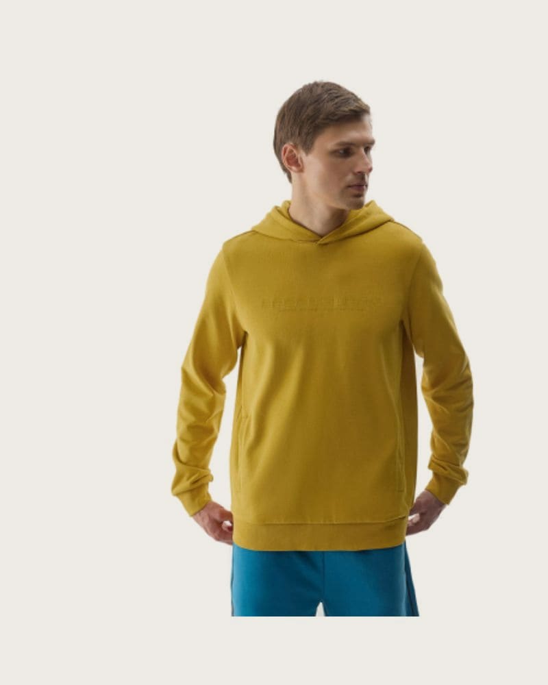 Pánska mikina s kapucňou 4F SWEATSHIRT-WSS24TSWSM0948-71S-YELLOW