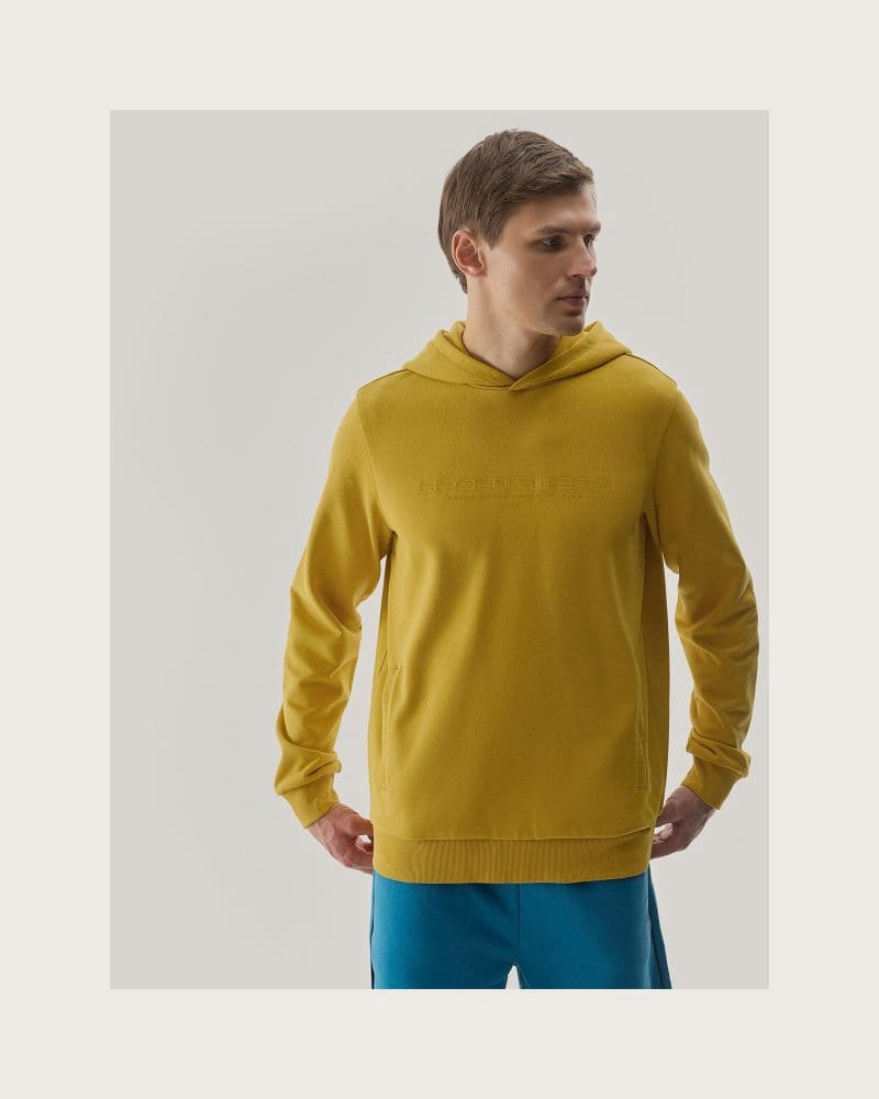 Pánska mikina s kapucňou 4F SWEATSHIRT-WSS24TSWSM0948-71S-YELLOW – fotka 2