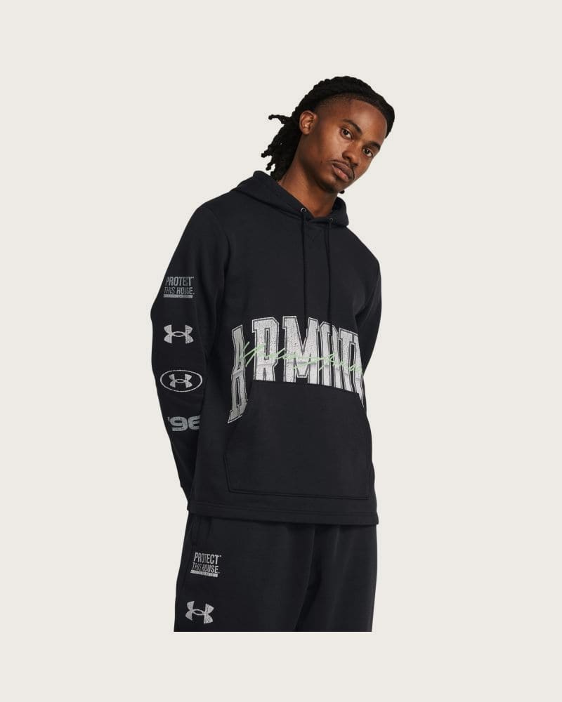Pánska zateplená mikina s kapucňou UNDER ARMOUR UA Essential Flc Nov Hood-BLK – fotka 4