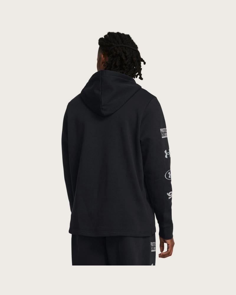 Pánska zateplená mikina s kapucňou UNDER ARMOUR UA Essential Flc Nov Hood-BLK – fotka 5