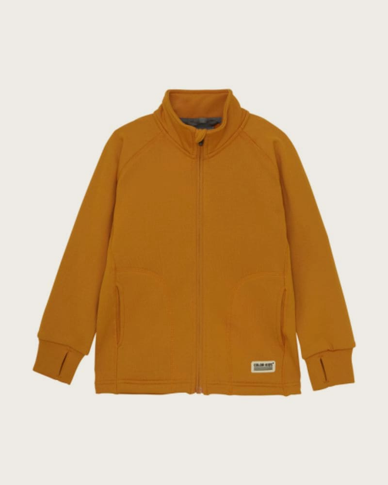 Juniorská flisová mikina so zipsom COLOR KIDS Fleece Jacket - Brushed inside-741829.3042-Marmalade