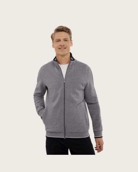 Pánska zateplená mikina so zipsom VOLCANO B-WIND-702M-GREY MEL