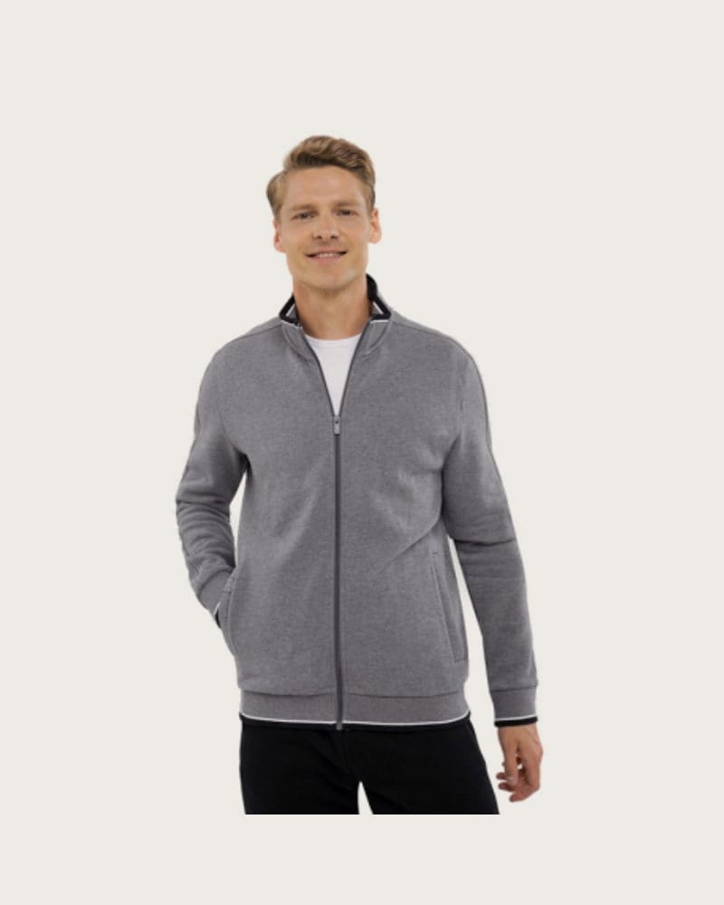Pánska zateplená mikina so zipsom VOLCANO B-WIND-702M-GREY MEL