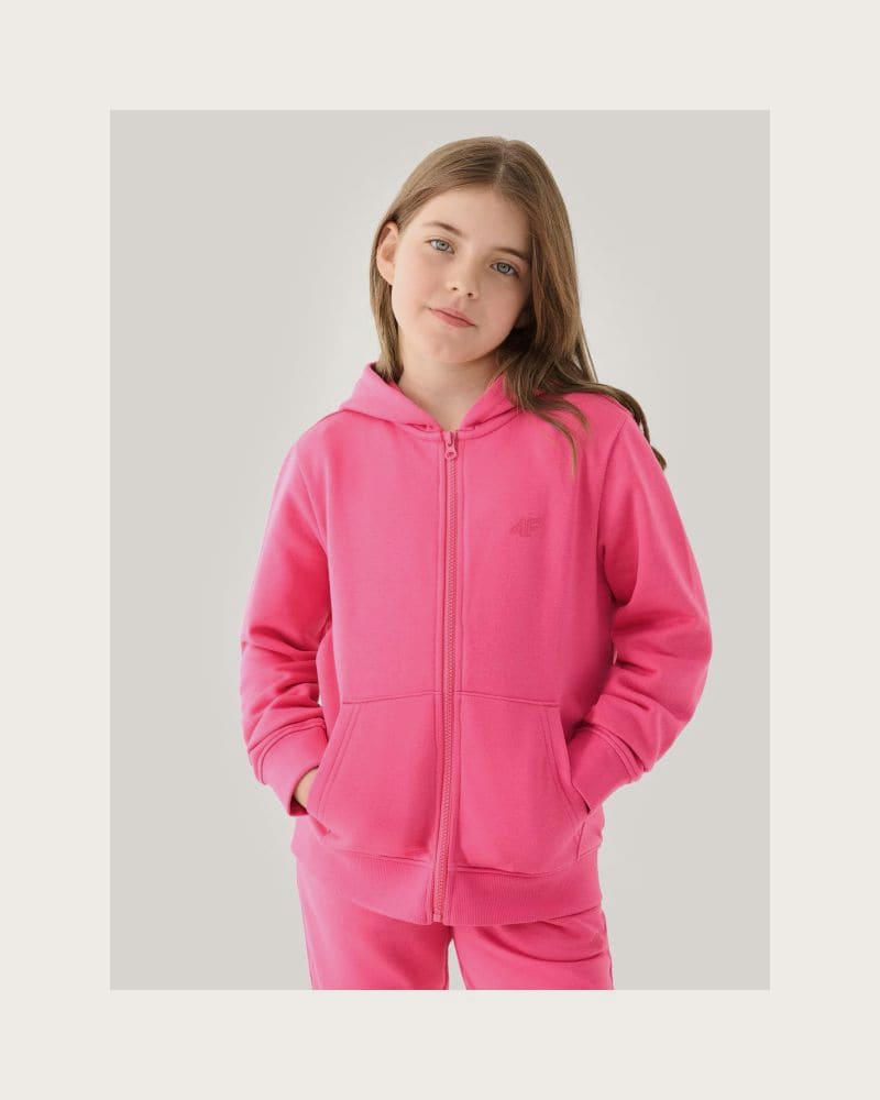 Dievčenská mikina so zipsom 4F JUNIOR SWEATSHIRT-JWMM00TSWSF1315-55S-HOT PINK – fotka 2