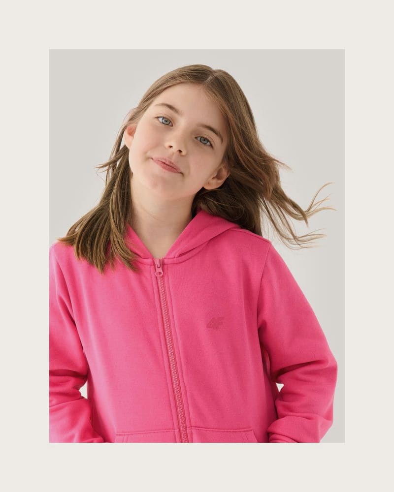 Dievčenská mikina so zipsom 4F JUNIOR SWEATSHIRT-JWMM00TSWSF1315-55S-HOT PINK – fotka 5