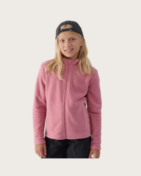 Dievčenská flisová mikina so zipsom 4F JUNIOR FLEECE-JWMM00TFLEF261-56S-LIGHT PINK