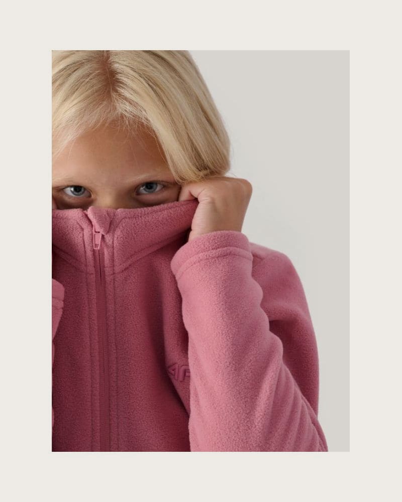 Dievčenská flisová mikina so zipsom 4F JUNIOR FLEECE-JWMM00TFLEF261-56S-LIGHT PINK – fotka 2