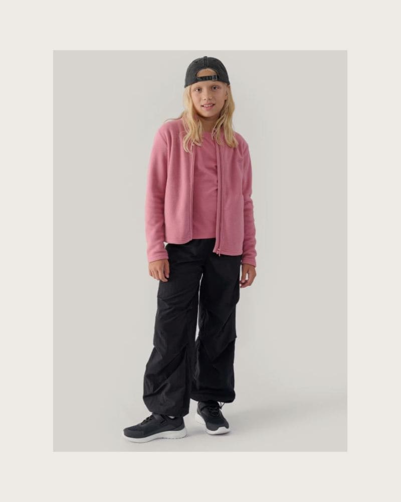 Dievčenská flisová mikina so zipsom 4F JUNIOR FLEECE-JWMM00TFLEF261-56S-LIGHT PINK – fotka 4