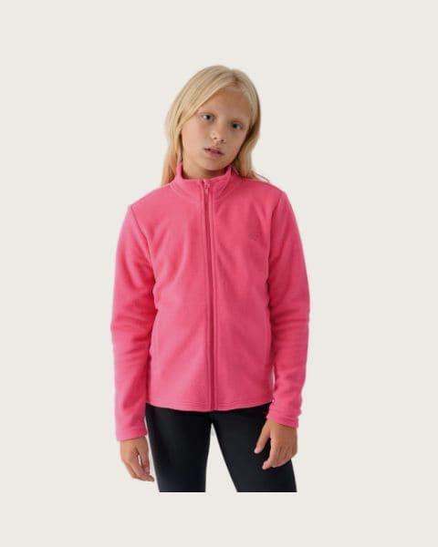 Dievčenská flisová mikina so zipsom 4F JUNIOR FLEECE-JWMM00TFLEF261-55S-HOT PINK
