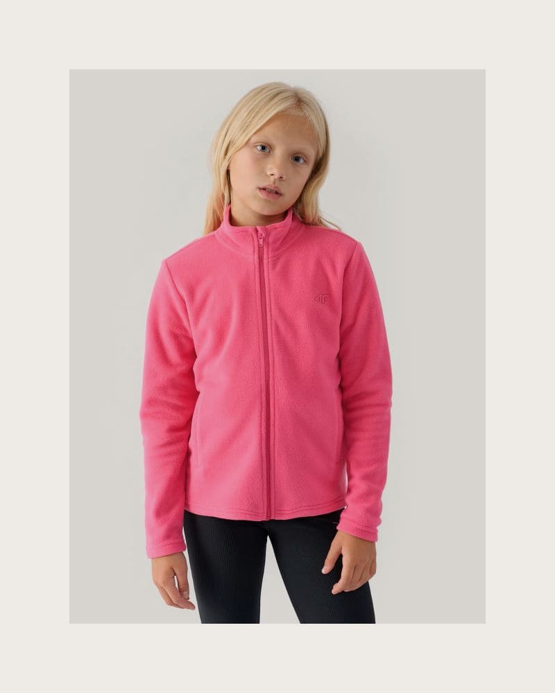 Dievčenská flisová mikina so zipsom 4F JUNIOR FLEECE-JWMM00TFLEF261-55S-HOT PINK – fotka 2