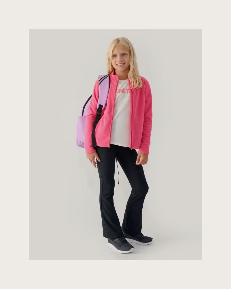 Dievčenská flisová mikina so zipsom 4F JUNIOR FLEECE-JWMM00TFLEF261-55S-HOT PINK – fotka 4