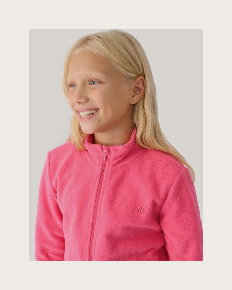Dievčenská flisová mikina so zipsom 4F JUNIOR FLEECE-JWMM00TFLEF261-55S-HOT PINK – fotka 5