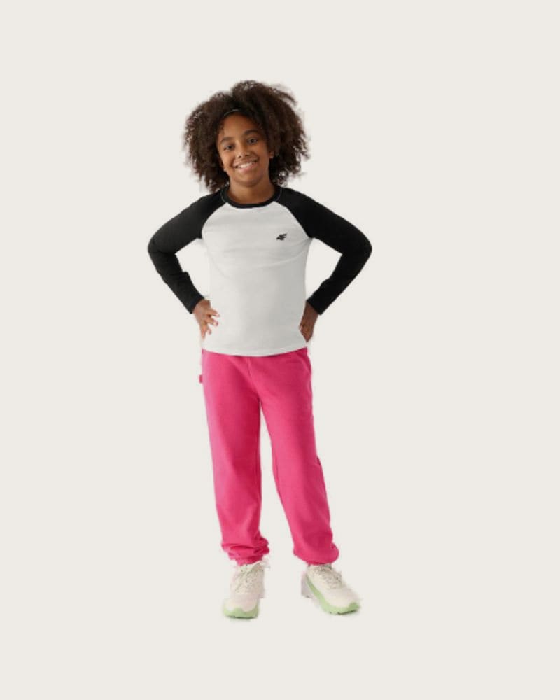 Dievčenské tepláky 4F JUNIOR TROUSERS-JWAW24TTROF754-55S-HOT PINK