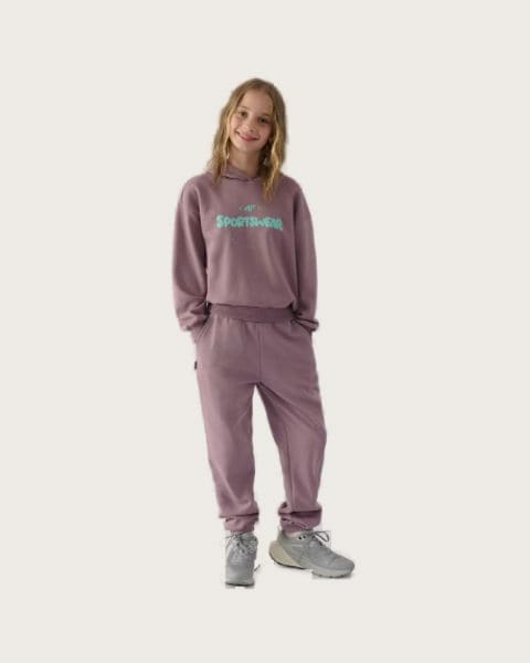 Dievčenské tepláky 4F JUNIOR TROUSERS-JWAW24TTROF754-51S-VIOLET