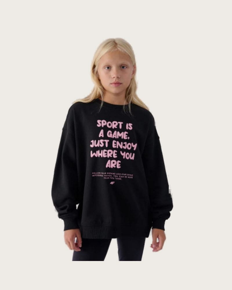 Dievčenská mikina 4F JUNIOR SWEATSHIRT-JWAW24TSWSF1214-20S-DEEP BLACK