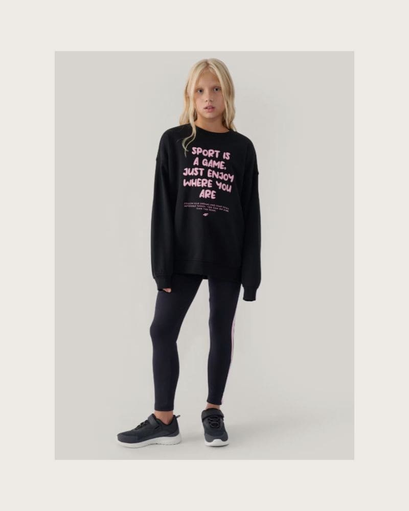 Dievčenská mikina 4F JUNIOR SWEATSHIRT-JWAW24TSWSF1214-20S-DEEP BLACK – fotka 4