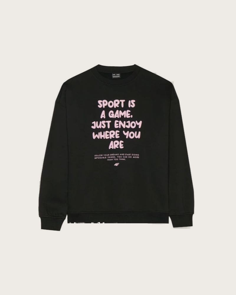 Dievčenská mikina 4F JUNIOR SWEATSHIRT-JWAW24TSWSF1214-20S-DEEP BLACK – fotka 5
