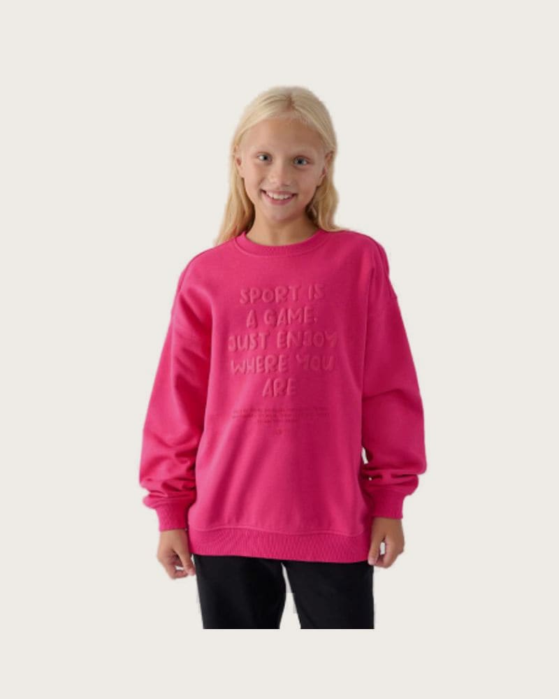 Dievčenská mikina 4F JUNIOR SWEATSHIRT-JWAW24TSWSF1214-55S-HOT PINK
