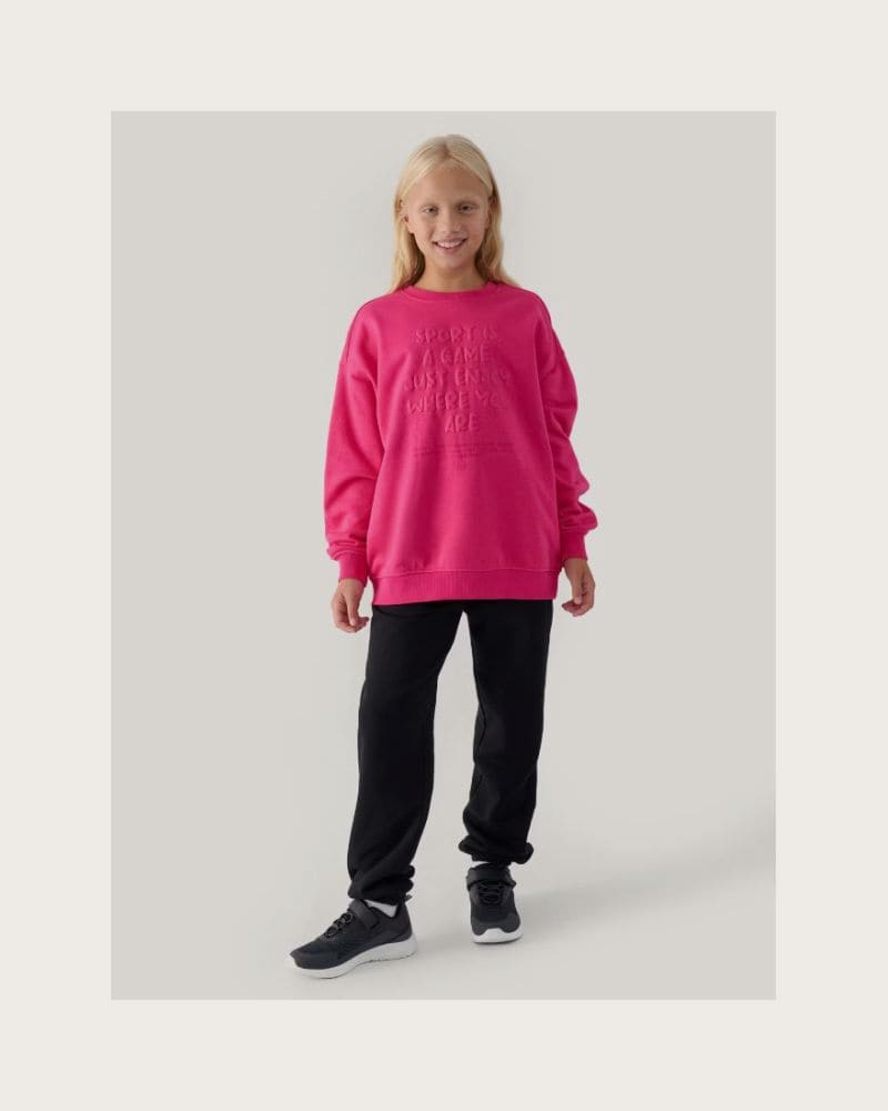 Dievčenská mikina 4F JUNIOR SWEATSHIRT-JWAW24TSWSF1214-55S-HOT PINK – fotka 5