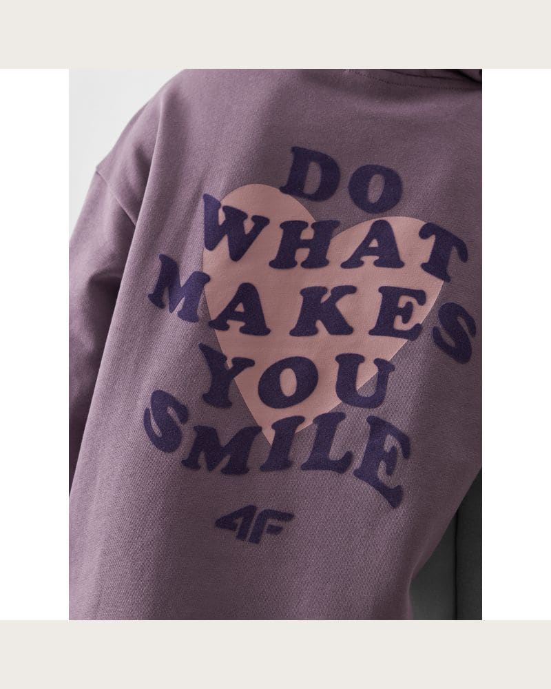 Dievčenská mikina s kapucňou 4F JUNIOR SWEATSHIRT-JWAW24TSWSF1218-51S-VIOLET – fotka 5
