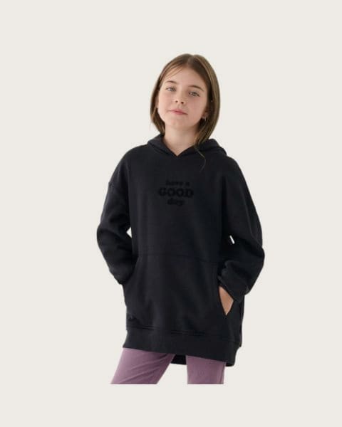 Dievčenská mikina s kapucňou 4F JUNIOR SWEATSHIRT-JWAW24TSWSF1218-20S-DEEP BLACK