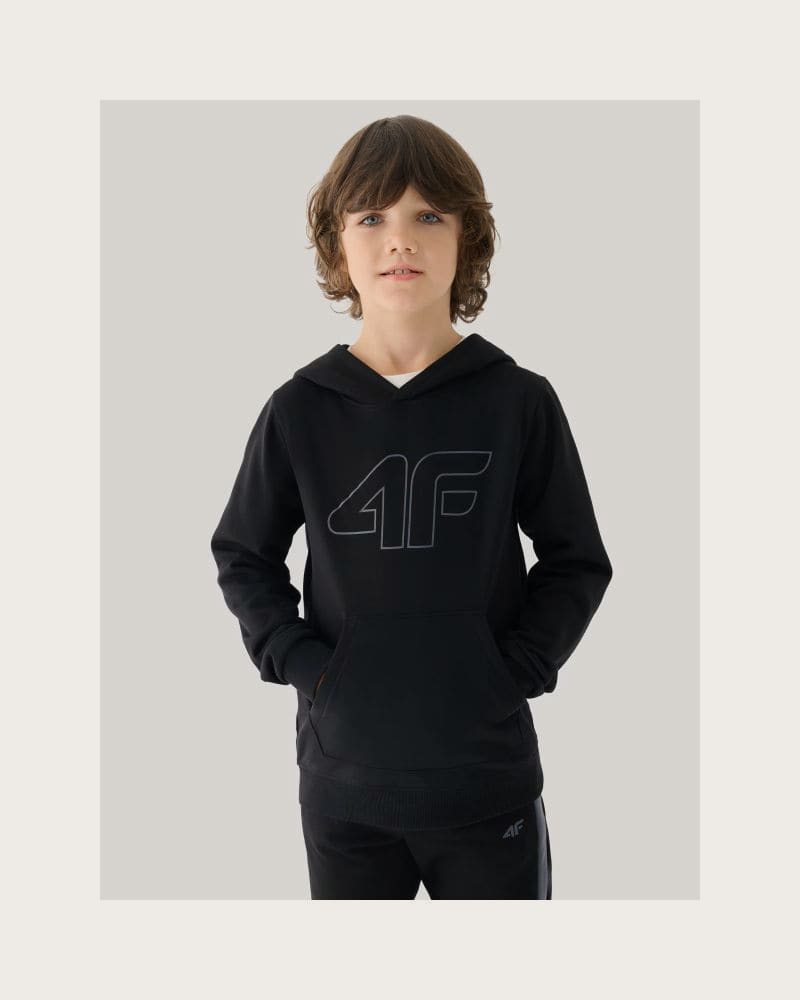 Chlapčenská mikina s kapucňou 4F JUNIOR SWEATSHIRT-JWMM00TSWSM1292-21S-BLACK – fotka 2