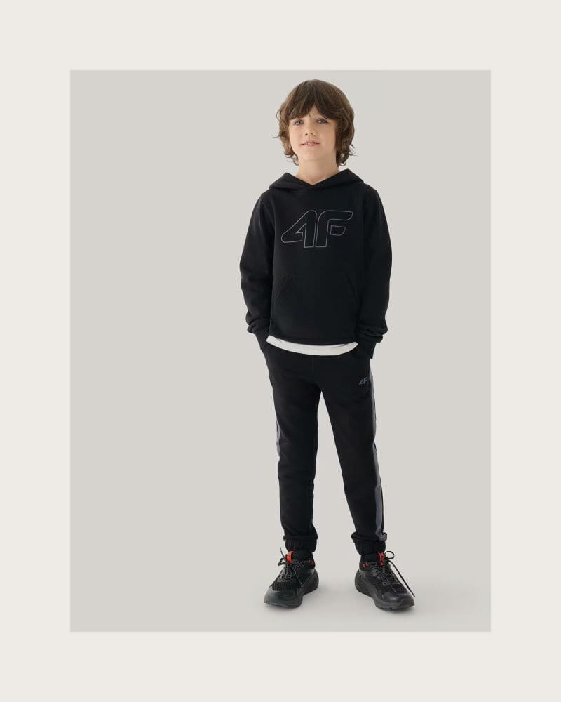 Chlapčenská mikina s kapucňou 4F JUNIOR SWEATSHIRT-JWMM00TSWSM1292-21S-BLACK – fotka 4