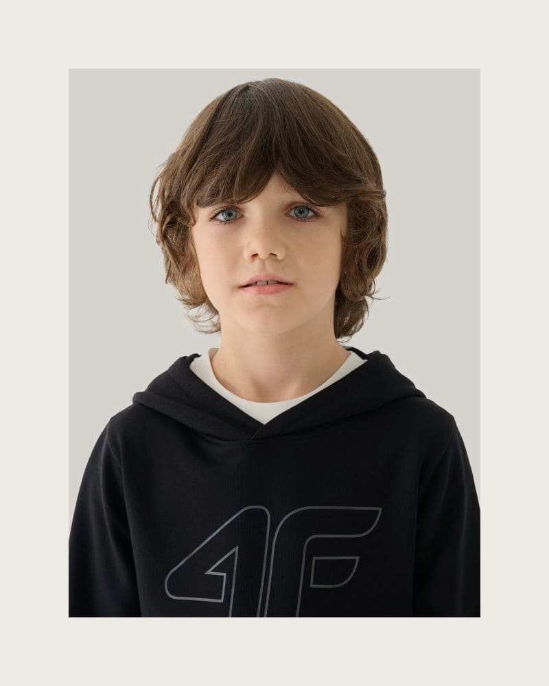 Chlapčenská mikina s kapucňou 4F JUNIOR SWEATSHIRT-JWMM00TSWSM1292-21S-BLACK – fotka 5