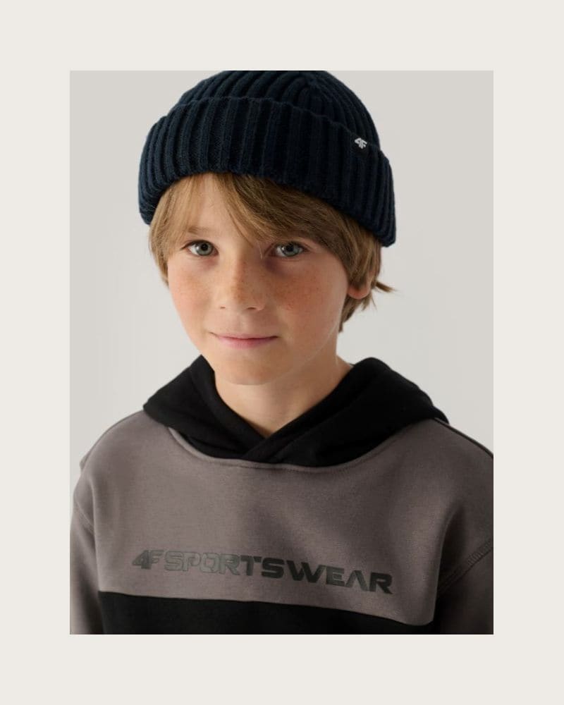Chlapčenská mikina s kapucňou 4F JUNIOR SWEATSHIRT-JWAW24TSWSM1222-20S-DEEP BLACK – fotka 2