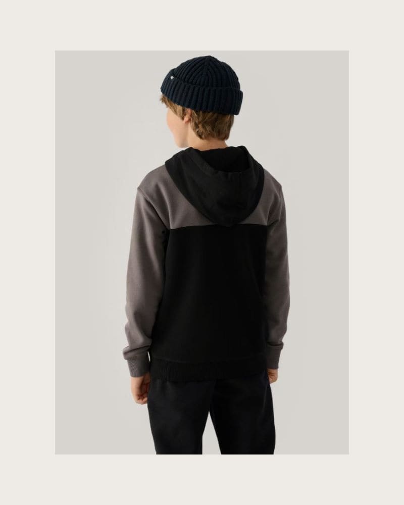 Chlapčenská mikina s kapucňou 4F JUNIOR SWEATSHIRT-JWAW24TSWSM1222-20S-DEEP BLACK – fotka 3