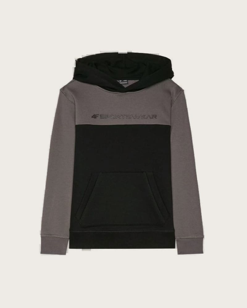 Chlapčenská mikina s kapucňou 4F JUNIOR SWEATSHIRT-JWAW24TSWSM1222-20S-DEEP BLACK – fotka 5