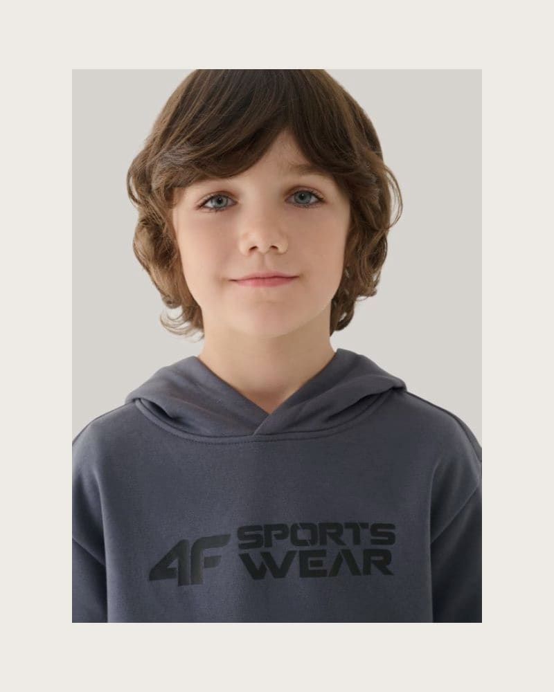 Chlapčenská mikina s kapucňou 4F JUNIOR SWEATSHIRT-JWAW24TSWSM1223-20S-DEEP BLACK – fotka 2