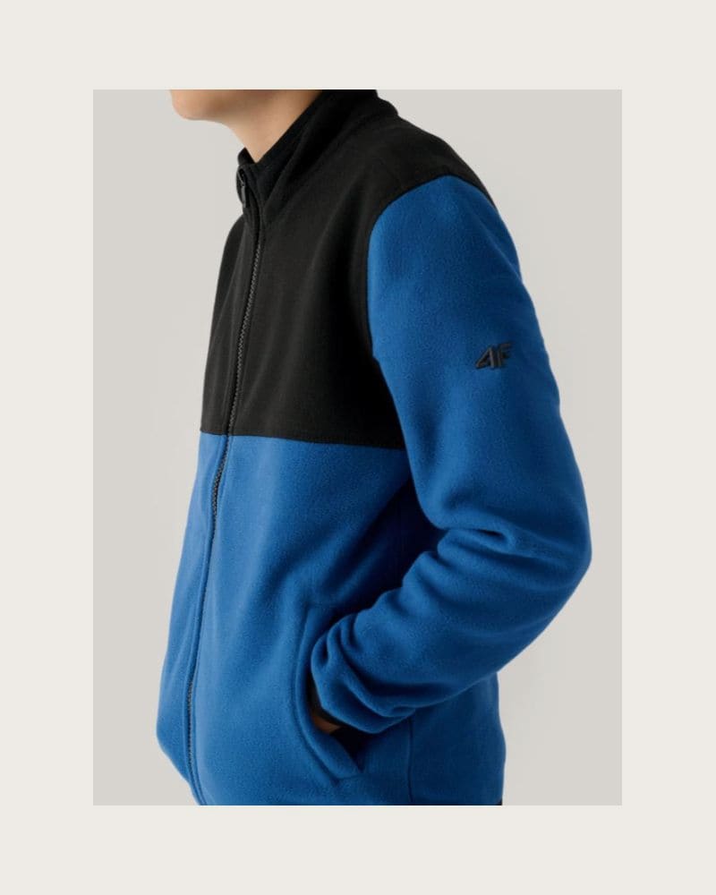 Chlapčenská flisová mikina so zipsom 4F JUNIOR FLEECE-JWAW24TFLEM212-32S-DENIM – fotka 2
