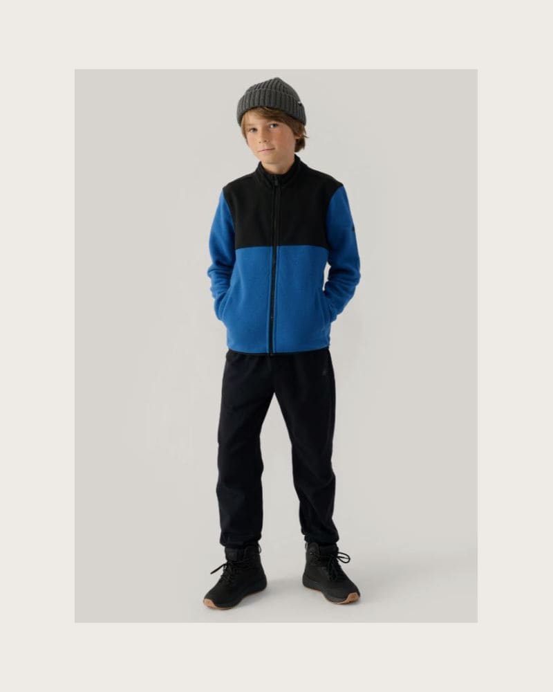 Chlapčenská flisová mikina so zipsom 4F JUNIOR FLEECE-JWAW24TFLEM212-32S-DENIM – fotka 4