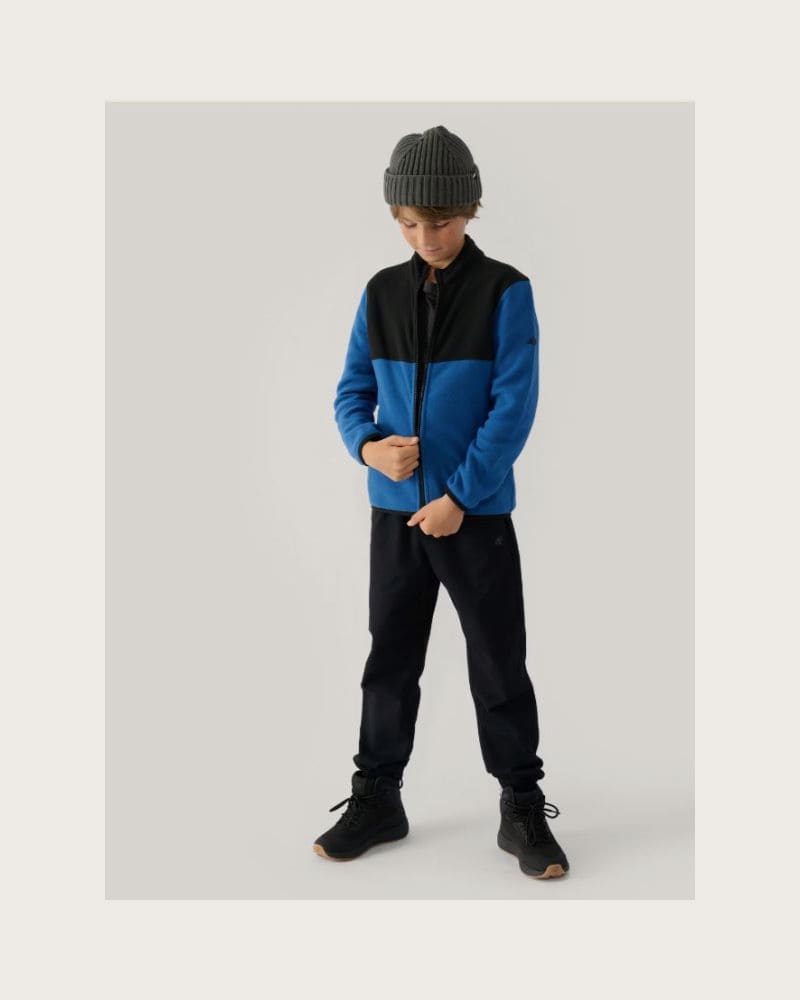 Chlapčenská flisová mikina so zipsom 4F JUNIOR FLEECE-JWAW24TFLEM212-32S-DENIM – fotka 5