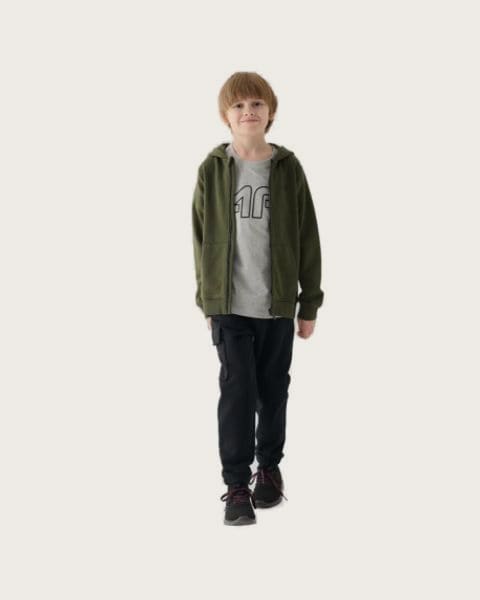 Chlapčenské zateplené tepláky 4F JUNIOR TROUSERS-JWAW24TTROM760-20S-DEEP BLACK