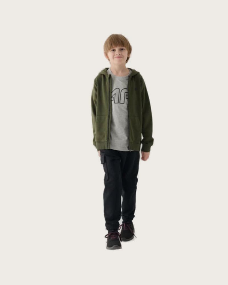 Chlapčenské zateplené tepláky 4F JUNIOR TROUSERS-JWAW24TTROM760-20S-DEEP BLACK