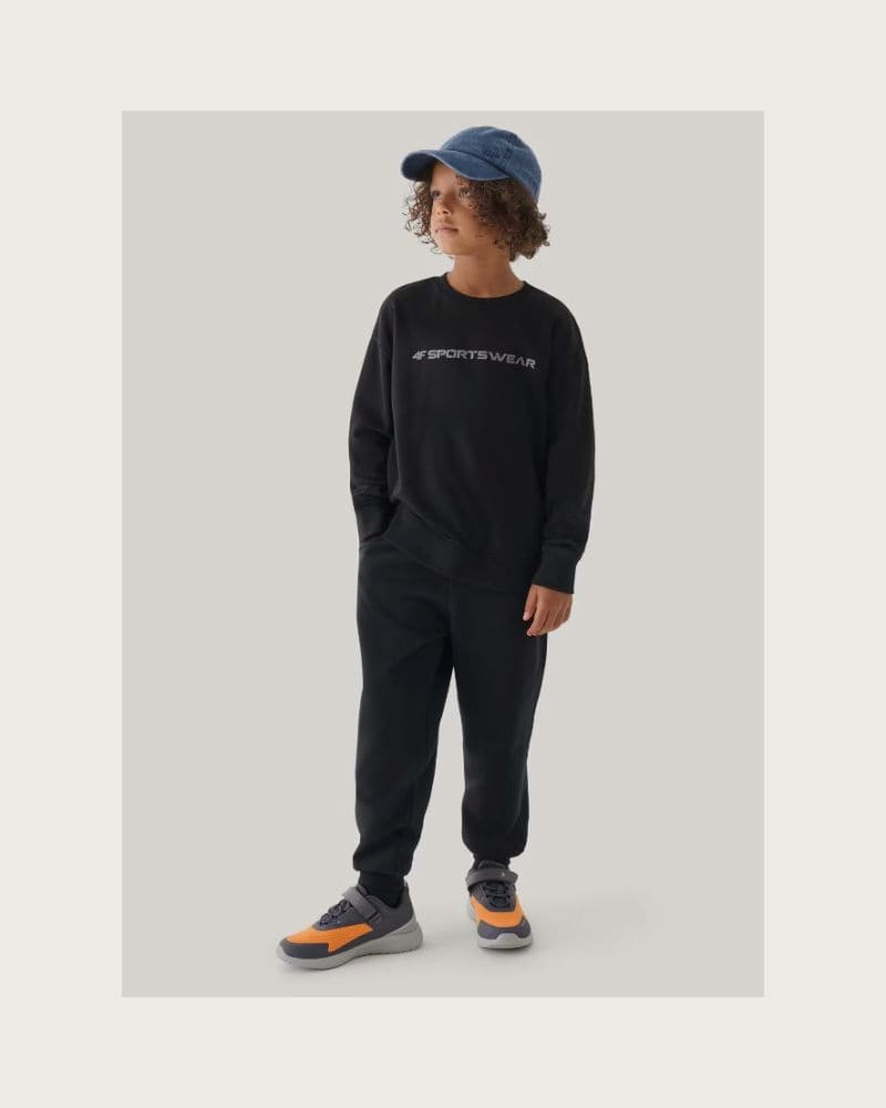 Chlapčenské zateplené tepláky 4F JUNIOR TROUSERS-JWAW24TTROM761-20S-DEEP BLACK – fotka 2