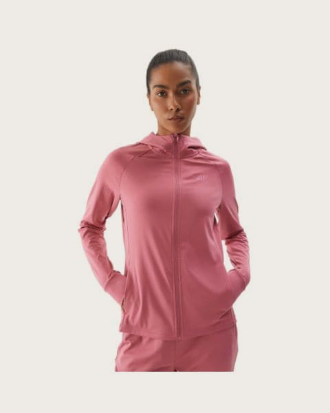 Dámska zateplená tréningová mikina so zipsom 4F SWEATSHIRT FNK-WAW24TFSWF406-53S-DARK PINK