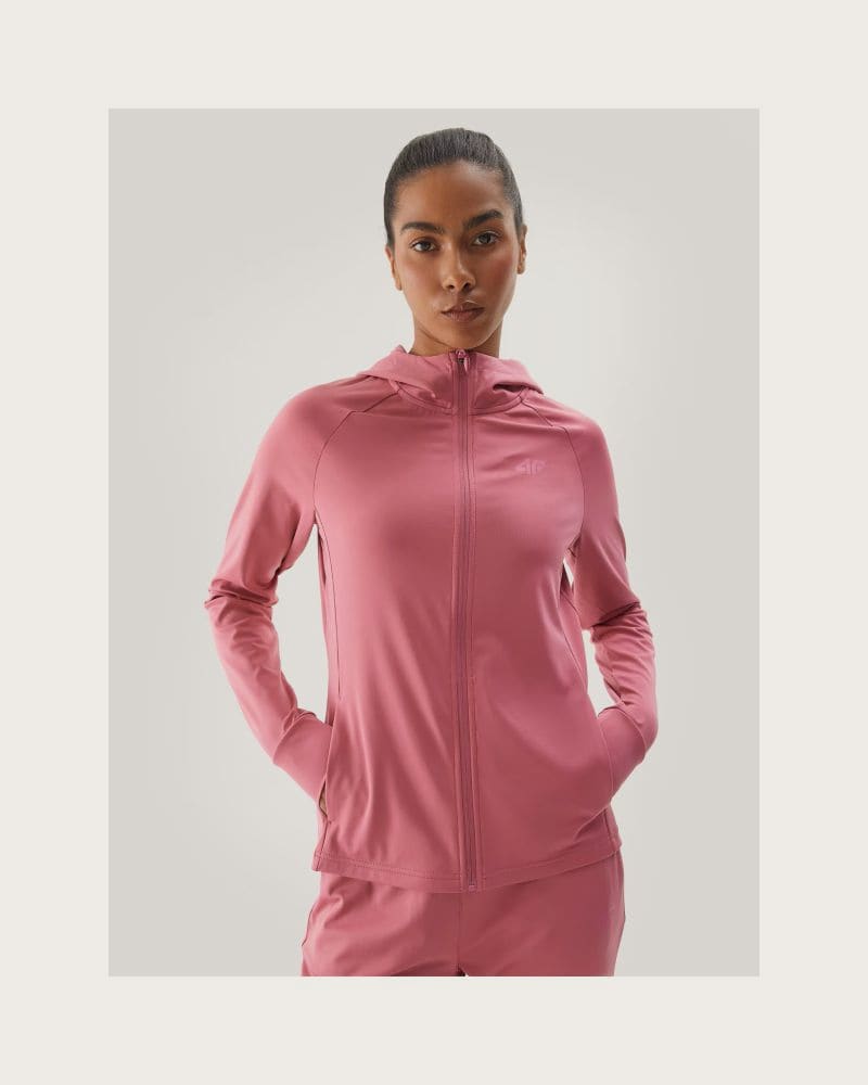 Dámska zateplená tréningová mikina so zipsom 4F SWEATSHIRT FNK-WAW24TFSWF406-53S-DARK PINK – fotka 2