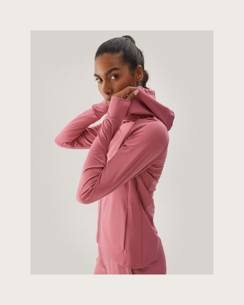Dámska zateplená tréningová mikina so zipsom 4F SWEATSHIRT FNK-WAW24TFSWF406-53S-DARK PINK – fotka 3