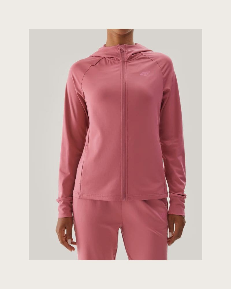 Dámska zateplená tréningová mikina so zipsom 4F SWEATSHIRT FNK-WAW24TFSWF406-53S-DARK PINK – fotka 6