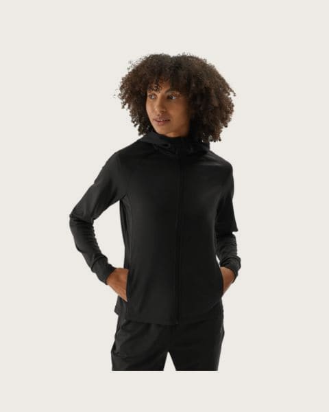 Dámska zateplená tréningová mikina so zipsom 4F SWEATSHIRT FNK-WAW24TFSWF406-20S-DEEP BLACK