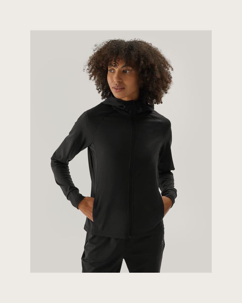 Dámska zateplená tréningová mikina so zipsom 4F SWEATSHIRT FNK-WAW24TFSWF406-20S-DEEP BLACK – fotka 2