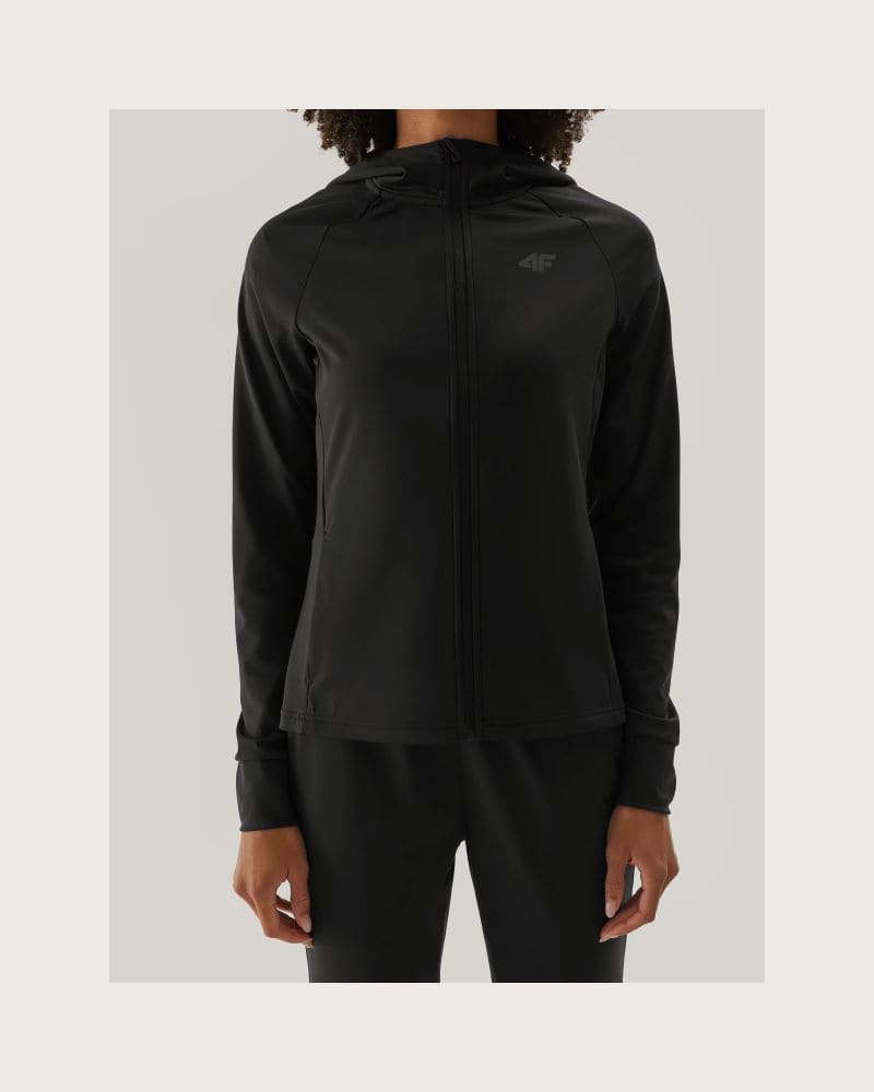 Dámska zateplená tréningová mikina so zipsom 4F SWEATSHIRT FNK-WAW24TFSWF406-20S-DEEP BLACK – fotka 5